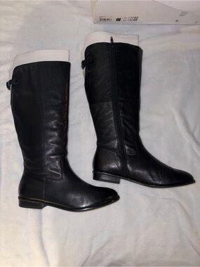 Aldo Black Leather Over-the-Knee Zip Riding Boots